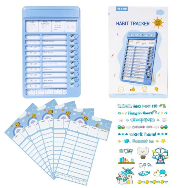 Habit Tracker Kids Chore Chart, Plastic Checklist Board with 15 Detachable Sheet Regular